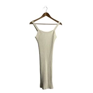 Happily Grey Women’s Cream Ribbed Sleeveless Bodycon Midi Dress